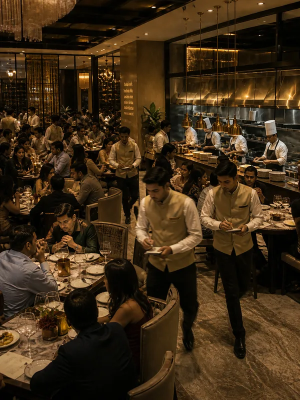 Fine-dine restaurant, Saturday night rush
